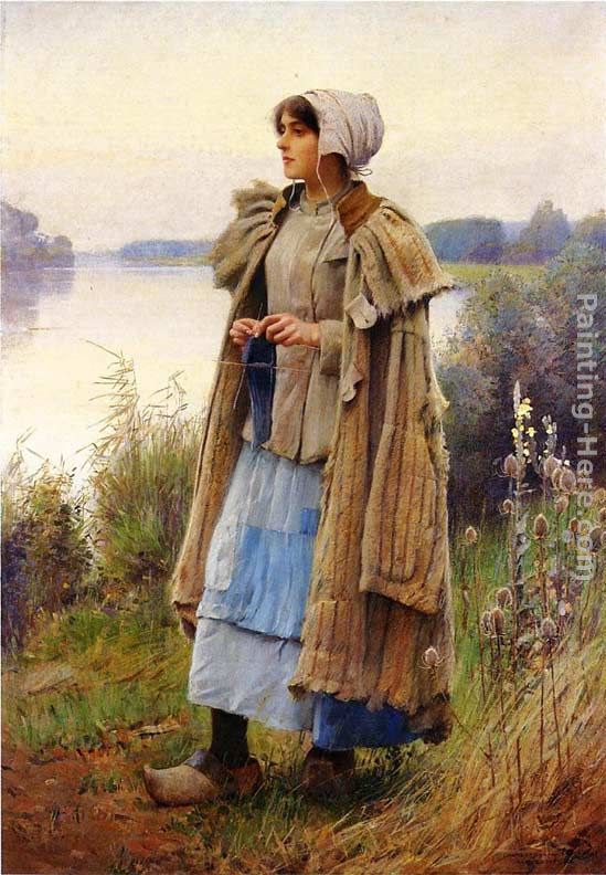 Knitting in the Fields painting - Charles Sprague Pearce Knitting in the Fields art painting